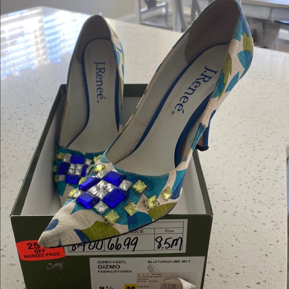 J.Renee Women's Blue and Green Heels